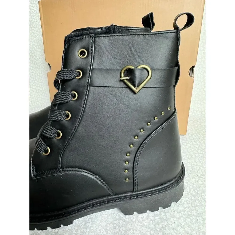 REGAZZA GIRLS BOOTS SIZE 4 LACE UP COMBAT Boots in BLACK